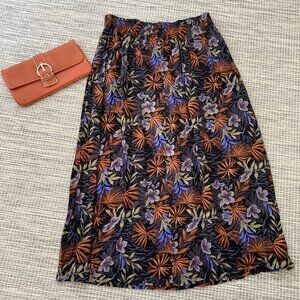 Sag Harbor Tropical Print Vintage Midi Skirt Medium